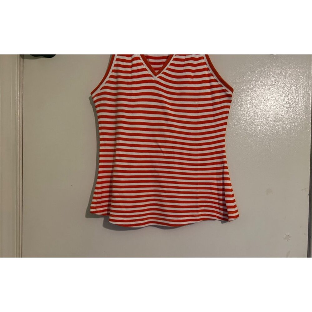 Anthropologie Maeve Striped Navy V-neck Tank Top Racerback Size XS Nautical Summ - Picture 7 of 8